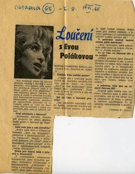 Eva Poláková - životopis | Národní divadlo moravskoslezské
