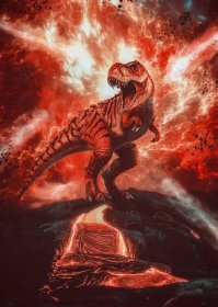 Plakát, obraz Volcanic Eruption T-Rex end of Dinosaurs | Dárky a merch | Posters.cz