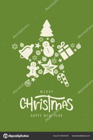 Christmas Card Merry Christmas Happy New Year Lettering Star Made
