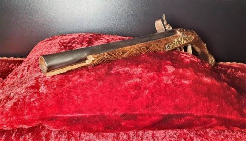 Belgické kapesní perkusní pistole + stará křesadlová bambitka - Sběratelské zbraně
