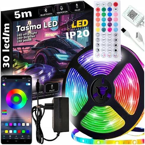 LED PÁSEK RGB 5 M LED LIŠTA 12 V PÁSEK S DÁLKOVÝM OVLÁDÁNÍM PRO OVLÁDÁNÍ TELEFONU