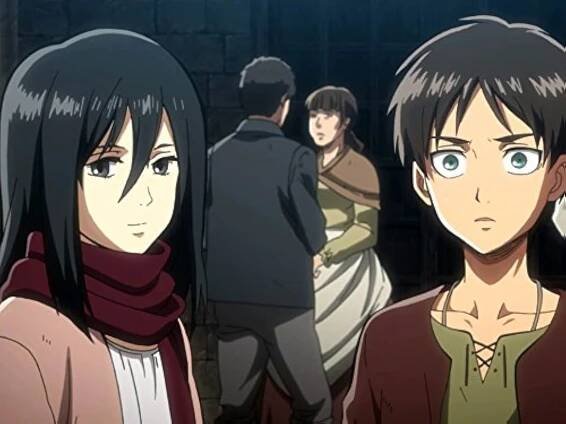 Bryce Papenbrook, Yûki Kaji, Trina Nishimura, and Yui Ishikawa in Útok na titána (2013)