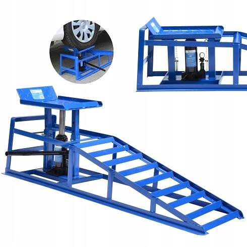 VJEZDOVÁ RAMPA S HYDRAULICKÝM ZVEDÁKEM 2T SERVISNÍ 20° SILNÁ OCELOVÁ