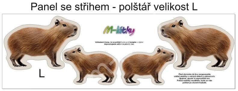MOB Panel k ušití - 3D dekorativní polštář velikost L - Kapybara výběr z variant