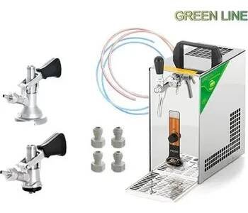 Lindr Výčepní zařízení PYGMY 20/K NEW s kompresorem 2x naražeč SET01604 Green Line, bajonet-plochý (Lindr SET01604 Pivní chlazení 20 K, výčep stolní Lindr s vestavěným kompresorem a se dvěma naražeči bajonet-plochý, Green Line)