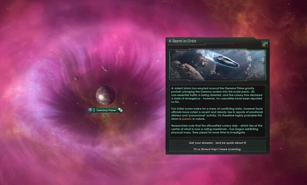 The events call upon various visual effects and art assets, including this Shroud halo centred on one of the player's colonies.