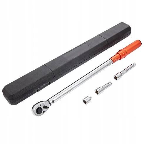 Momentový klíč VEVOR 1/2", sada klíčů na kola a motocykly 34-340 Nm, přesnost ±3 % 2 prodlužovací tyče 127 a 76,2 mm, adaptér 1/2-1/4", nastavitelná hlava ráčny 72 zubů