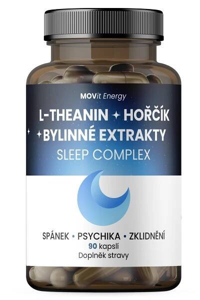 MOVit Sleep Complex L-Theanin + Hořčík + Bylinné extrakty, 90 kapslí