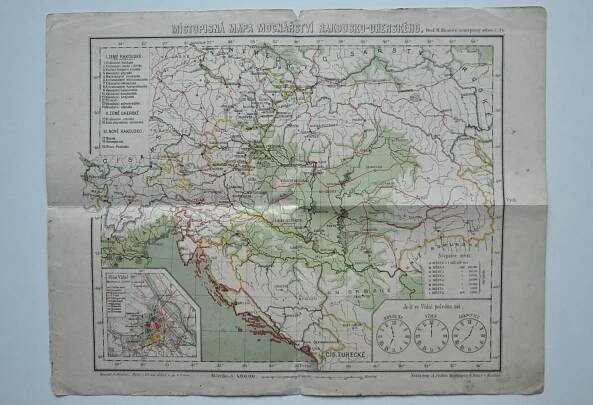 RAKOUSKO-UHERSKO - MÍSTOPISNÁ MAPA MOCNÁŘSTVÍ - 1910 - Staré mapy a veduty