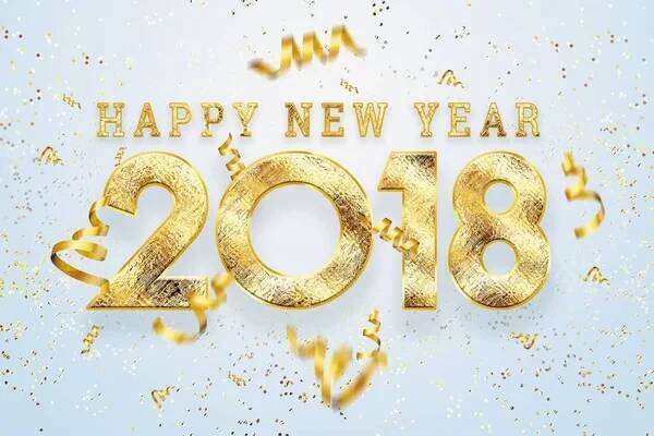 Šťastný nový rok 2018. Zlatá čísla návrh blahopřání z. Zlaté zářící vzor. Šťastný nový rok Banner s čísly 2018 na světlé pozadí. — Stock obrázek