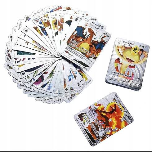 KARTY POKÉMON - STŘÍBRNÉ LESKLÉ KARTY POKÉMON TCG - 10 KUSŮ