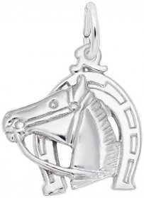 Rembrandt Horse Head with Horseshoe Charm, Sterling Silver