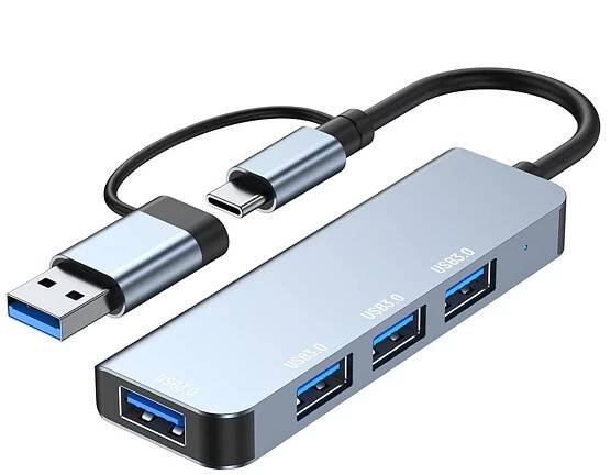 Rozbočovač USB, ultratenký, lehký, rozbočovač USB 3.0, - Počítače a hry