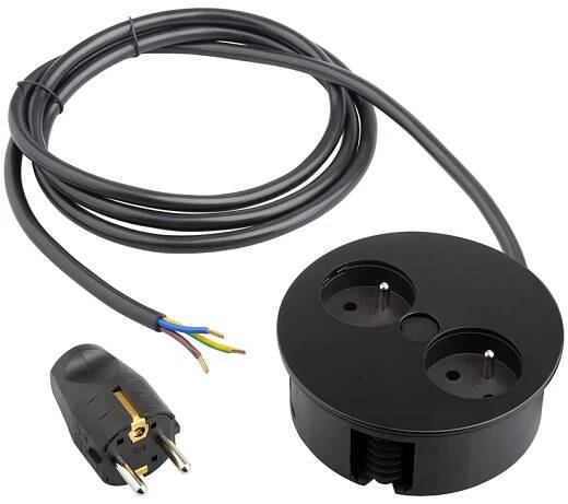 BACHMANN 931.152 elektrická zásuvka Twist, 2x 230V Francouzská, černá mat