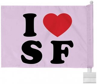 I Love Sf Car Flag – Heart Flag – Minimalist Car Flag