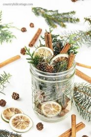 This homemade pine potpourri smells a little like a walk through a wintery forest and is a perfect handmade gift for nature lovers. The balsamic conifer smell blends with the spices and a hint of lemon – so refreshing and relaxing! How to make a DIY stovetop potpourri gift! Simmer potpourris make your house smell like Christmas and dry potpourri recipes are wonderful homemade holiday gift ideas. #chritsmas #gift #potpourri #airfreshener #stovetoppotpourri #giftidea | countryhillcottage.com