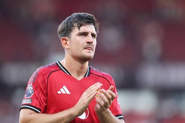 Harry Maguire of Manchester United during a Premier League match.
