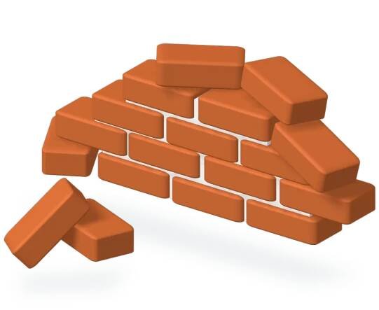 Partially built brick wall with loose red bricks, representing a construction or masonry project in progress.