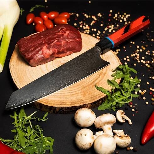 Nůž Profesionální Chef09 Kuchyně, Damasková Ocel VG10, Rukojeť G10, 33.5 cm [4]