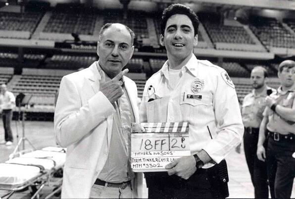 BOSTON, MA - JUNE 1982: Adam Arkin visits his son Adam Arkin at Boston Garden (TD Garden) while Adam is working on an episode of St Elsewhere called 'Fathers and Sons'. Boston, MA in June, 1982. (Photo by Mikki Anisn/Getty Images)