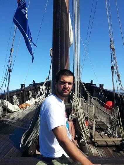José Eduardo Oliveira Silva aboard the Vera Cruz.