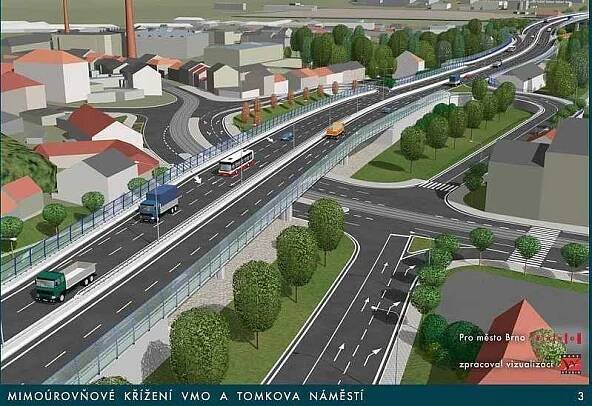 Vizualizace - Velký městský okruh - Tomkovo náměstí.