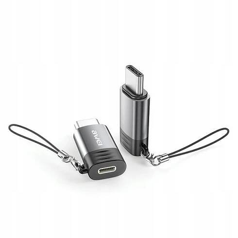 Adaptér AWEI A12 Lightning/USB-C šedá/šedá