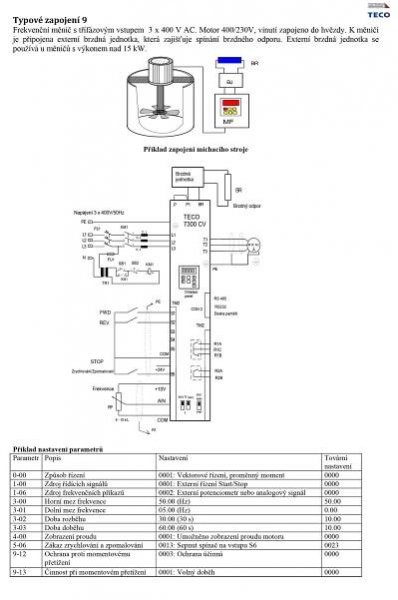 Technicke informace | Frekvenční měniče TECO
