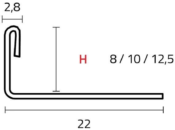 Arcansas Ochranný profil INOXCER 430 nerez.ocel AISI 430, 10 x 2,8/22 x 1000 mm