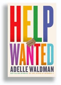The book cover of “Help Wanted” is beige. The title is in rainbow colors, and the author’s name is in black.