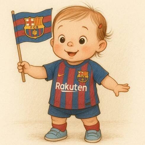 FC Barcelona team 2 léta kreslená holčička – VytvořSiPotisk.cz