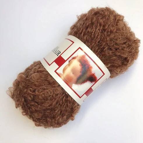 Mohérová příze – bouclé DWE – středně hnědá