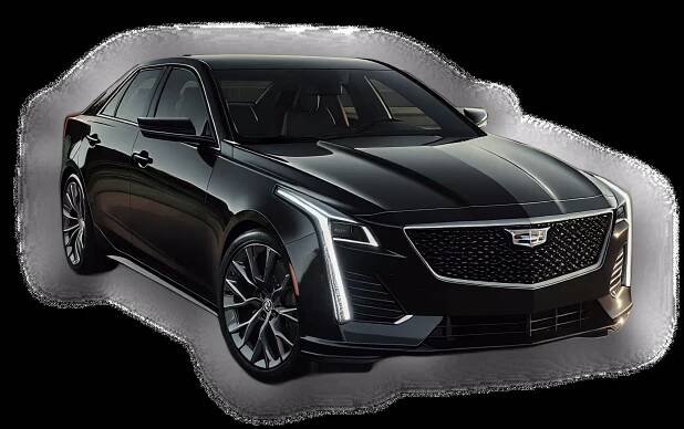 A sleek black Cadillac CT6 is prominently displayed, showcasing its modern design and luxurious features.