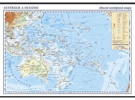 Austrálie a Oceánie školní nástěnná zeměpisná mapa 1:13 mil 136 x 96 cm