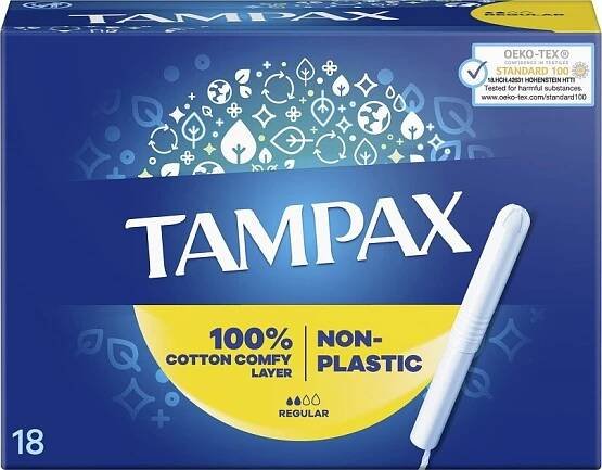 Tampax Regular Non-Plastic tampony s aplikátorem 18 ks