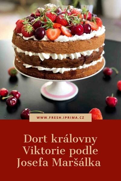 a cake with berries on top and the words dort kralovy vikttoriie podle josseta masalaka