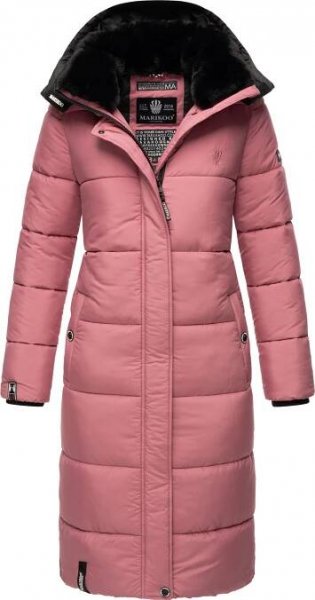 Marikoo dámska zimná bunda parka prešívaný kabát s kapucňou s umelou kožušinou RELIZIAA Dark Rose Veľkosti 44 - XXL
