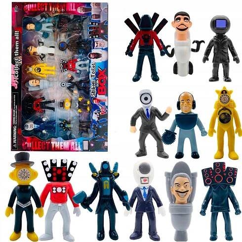 Figurky Skibidi Toilet Titan TV MAN Cameraman Speakerman ROBLOX 12 kusů
