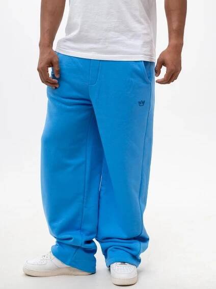 ŠIROKÉ TEPLÁKY BAGGY Pánské modré Jigga BAVLNA DIAGONAL M Velikost M