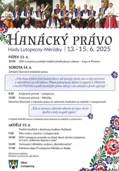 Hanácký právo Lutopecny-Měrůtky 13.-15.6.2025 - Oficiální stránky obce Rataje