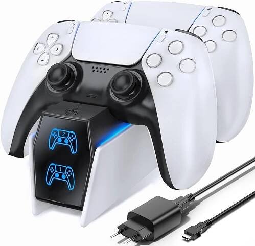 Nabíjecí stanice DualSense nabíječka pro 2 pady PS5 dvojitá RGB za 407.00CZK - Allegro