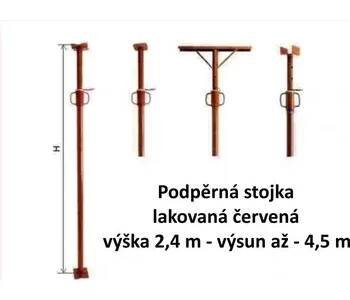 Podpěrná stojka lakovaná červená výška 2,4 m výsun až 4,5 m
