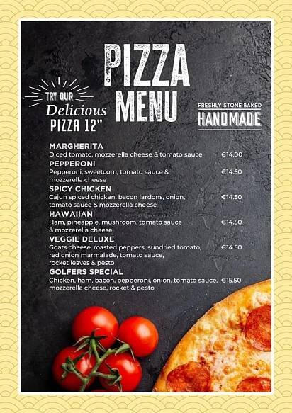 Pizza menu