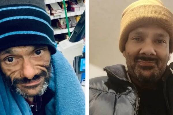 A split of Shaun Weiss looking frail in 2020 and healthier in 2022.