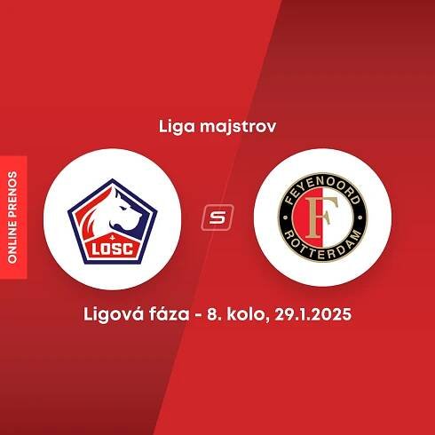 ONLINE: Lille OSC - Feyenoord Rotterdam dnes, Liga majstrov LIVE (8. kolo)