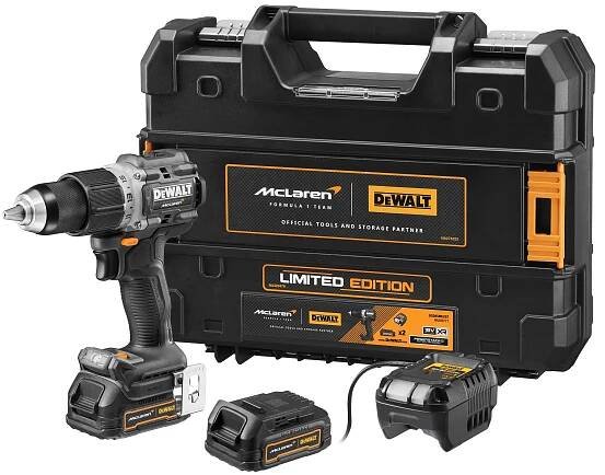 DeWalt McLaren DCD85ME2GT aku príklepová vŕtačka 18V 2x1,7Ah Powerstack
