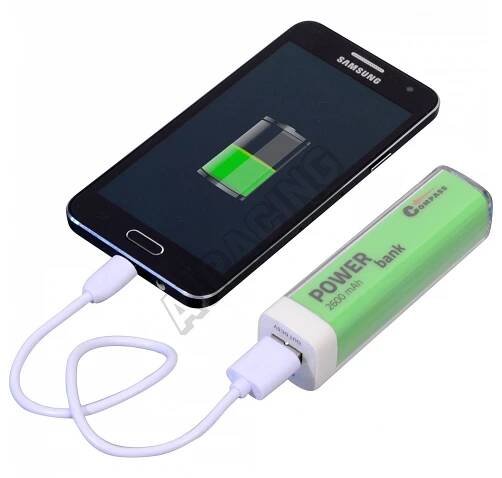 COMPASS POWER BANK 2600mAh + 30cm kabel GREEN