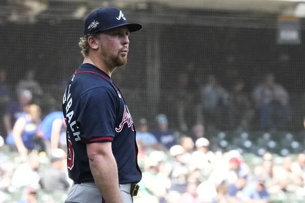 Atlanta Braves pitcher Spencer Schwellenbach in uniform.