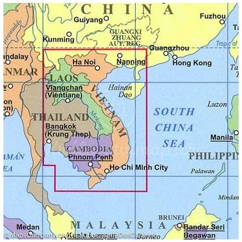 Vietnam, Laos a Kambodža - nástěnná mapa 87 x 124 cm - Království map