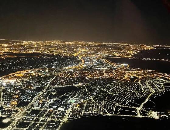 Birds Eye View of Madrid at Night